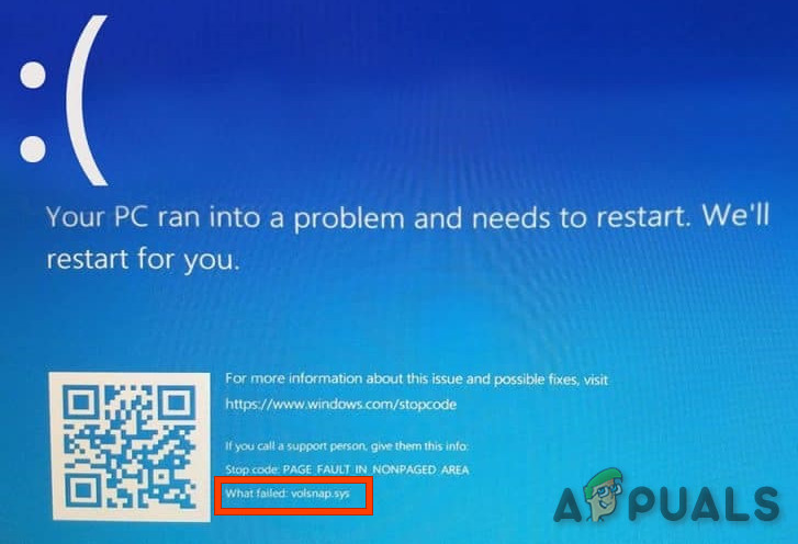 Разрешить Volsnap.sys синий экран Ошибка (BSOD) в Windows 10