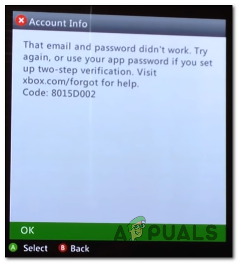 Исправлено: ошибка электронной почты и пароля Xbox 8015d002