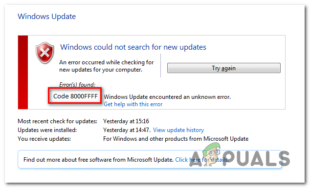Простые исправления для Windows Update Ошибка 8000FFF