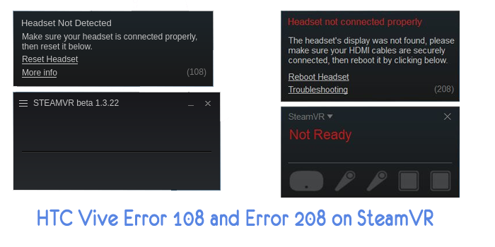 Исправлено: ошибка HTC Vive 108 и ошибка 208 в SteamVR
