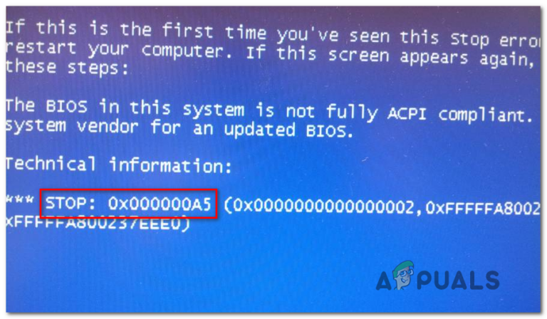 Исправить ошибку STOP 0x000000A5 при установке Windows 7