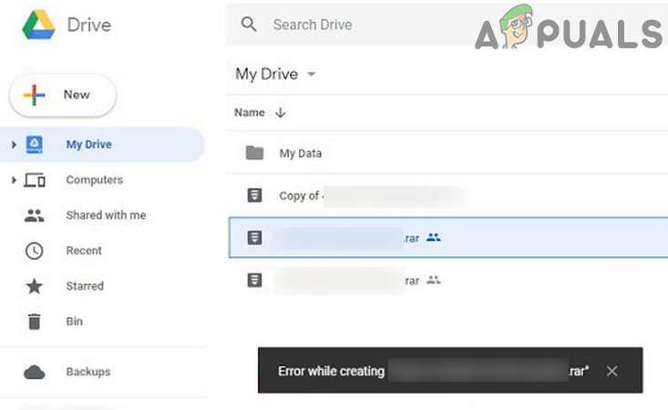 Исправлено: ошибка Google Drive при создании копии