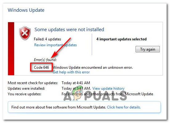 [FIX] Код ошибки Windows Update 646