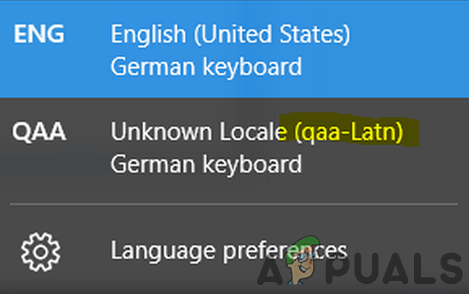 Как удалить язык неизвестной локалью (QAA-LATN)