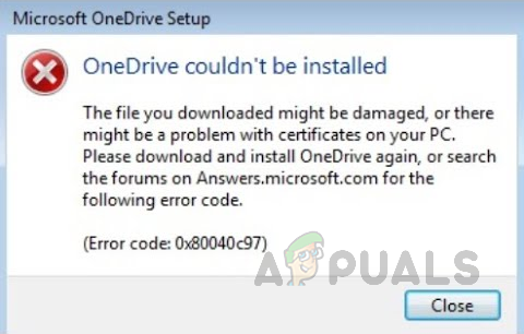 Как исправить код ошибки установки OneDrive 0x80040c97 в Windows 10?