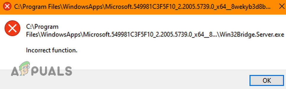 Program 20. Win32 Bridge Server. Win32bridge.Server.exe Bad image. C:\program files\WINDOWSAPPS\. Microsoft 549981c3f5f10 что это.