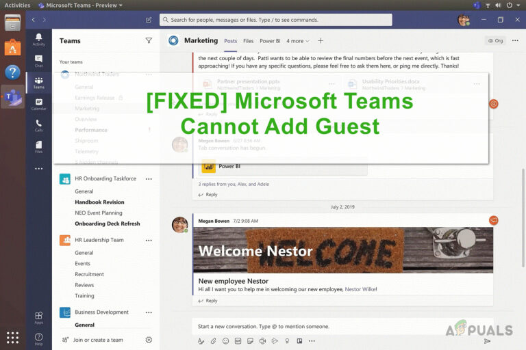 Невозможно добавить гостей в Microsoft Teams