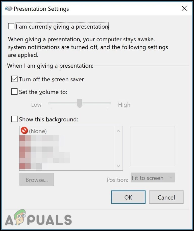 Как включить / отключить настройки презентации в Windows 10?