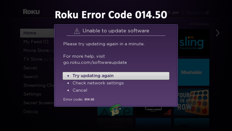 Как исправить код ошибки Roku 014.50?