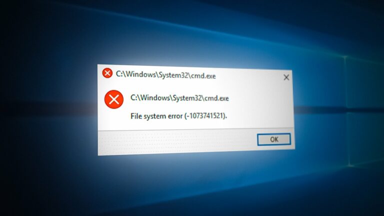 Как исправить ошибку файловой системы (-1073741515) в Windows?