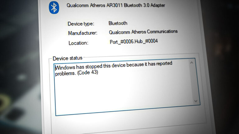 Драйвер Qualcomm Bluetooth (код 43) в Windows