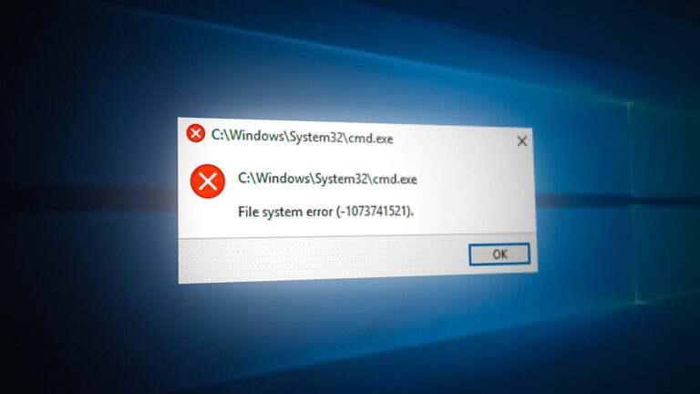 Как исправить ошибку файловой системы (-1073741521) в Windows?