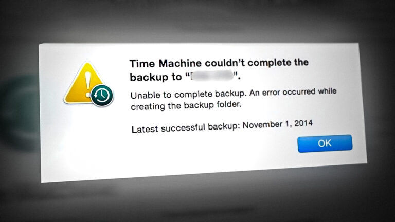 Ошибка «Time Machine не удалось выполнить резервное копирование» на Mac