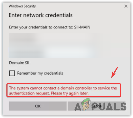 Система не может связаться с контроллером домена для обслуживания запроса аутентификации.