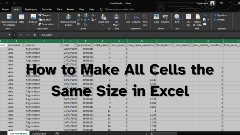 Как сделать все ячейки одинакового размера в Excel (4 простых шага)