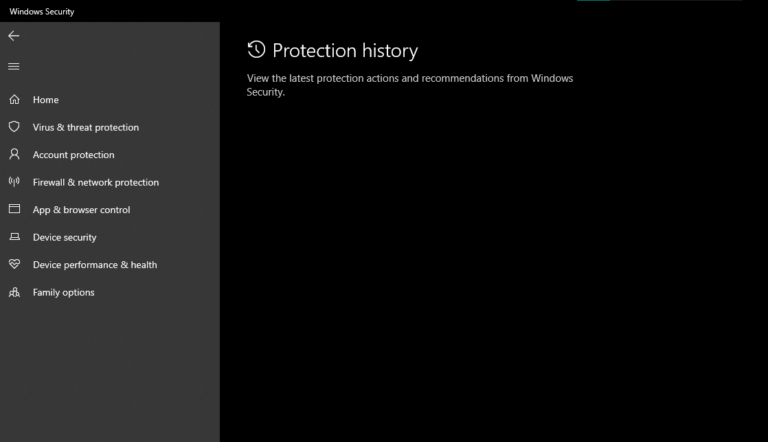 Как решить проблему отсутствия истории защиты в Windows?